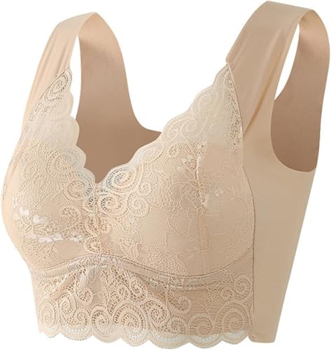 SPSMOKH Push-up-BHs für den Alltag, bequem, kabellos, Stütz-BHs, Komfort, Spitzenbesatz, drahtlos, gepolsterter BH, volle Körbchen, nahtlos, vollständige Abdeckung, bügelfrei, fest (Beige, Größe 3XL) SPSMOKH Push-up-BHs für den Alltag, bequem, kabellos, Stütz-BHs, Komfort, Spitzenbesatz, drahtlos, gepolsterter BH, volle Körbchen, nahtlos, vollständige Abdeckung, bügelfrei, fest (Beige, Größe 3XL) von SPSMOKH