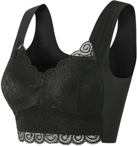SPSMOKH Push-up-BHs für den Alltag, bequem, kabellos, Stütz-BHs, Komfort, Spitzenbesatz, drahtlos, gepolsterter BH, volle Körbchen, nahtlos, vollständige Abdeckung, bügelfrei, fest (Schwarz, Größe 4XL SPSMOKH Push-up-BHs für den Alltag, bequem, kabellos, Stütz-BHs, Komfort, Spitzenbesatz, drahtlos, gepolsterter BH, volle Körbchen, nahtlos, vollständige Abdeckung, bügelfrei, fest (Schwarz, Größe 4XL von SPSMOKH