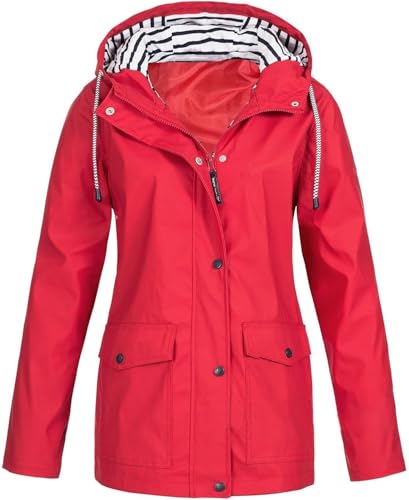 SPSMOKH Regenjacke für Damen, leicht, wasserdicht, mit Kapuze, Regenmantel, einfarbig, Reißverschluss, Softshell-Jacke, lässiger lockerer Trenchcoat, übergroß, Camping, Windbreaker zum Radfahren SPSMOKH Regenjacke für Damen, leicht, wasserdicht, mit Kapuze, Regenmantel, einfarbig, Reißverschluss, Softshell-Jacke, lässiger lockerer Trenchcoat, übergroß, Camping, Windbreaker zum Radfahren von SPSMOKH