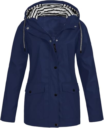 SPSMOKH Regenjacke für Damen, leicht, wasserdicht, mit Kapuze, Regenmantel, einfarbig, Reißverschluss, Softshell-Jacke, lässiger lockerer Trenchcoat, übergroß, Camping, Windbreaker zum Radfahren SPSMOKH Regenjacke für Damen, leicht, wasserdicht, mit Kapuze, Regenmantel, einfarbig, Reißverschluss, Softshell-Jacke, lässiger lockerer Trenchcoat, übergroß, Camping, Windbreaker zum Radfahren von SPSMOKH