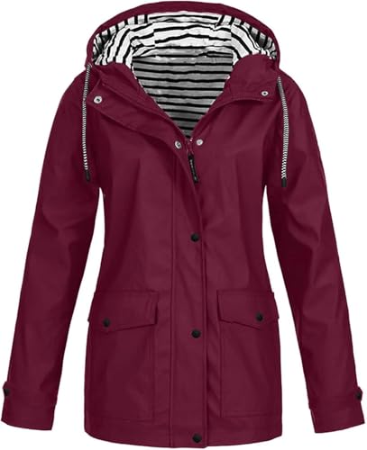 SPSMOKH Regenjacke für Damen, leicht, wasserdicht, mit Kapuze, Regenmantel, einfarbig, Reißverschluss, Softshell-Jacke, lässiger lockerer Trenchcoat, übergroß, Camping, Windbreaker zum Radfahren SPSMOKH Regenjacke für Damen, leicht, wasserdicht, mit Kapuze, Regenmantel, einfarbig, Reißverschluss, Softshell-Jacke, lässiger lockerer Trenchcoat, übergroß, Camping, Windbreaker zum Radfahren von SPSMOKH