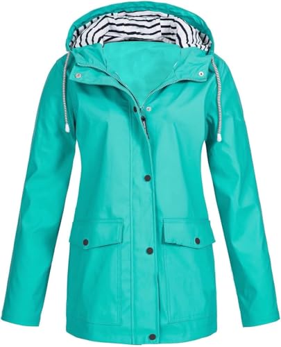 SPSMOKH Regenjacke für Damen, leicht, wasserdicht, mit Kapuze, Regenmantel, einfarbig, Reißverschluss, Softshell-Jacke, lässiger lockerer Trenchcoat, übergroß, Camping, Windbreaker zum Radfahren SPSMOKH Regenjacke für Damen, leicht, wasserdicht, mit Kapuze, Regenmantel, einfarbig, Reißverschluss, Softshell-Jacke, lässiger lockerer Trenchcoat, übergroß, Camping, Windbreaker zum Radfahren von SPSMOKH