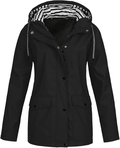 SPSMOKH Regenjacke für Damen, leicht, wasserdicht, mit Kapuze, Regenmantel, einfarbig, Reißverschluss, Softshell-Jacke, lässiger lockerer Trenchcoat, übergroß, Camping, Windbreaker zum Radfahren SPSMOKH Regenjacke für Damen, leicht, wasserdicht, mit Kapuze, Regenmantel, einfarbig, Reißverschluss, Softshell-Jacke, lässiger lockerer Trenchcoat, übergroß, Camping, Windbreaker zum Radfahren von SPSMOKH