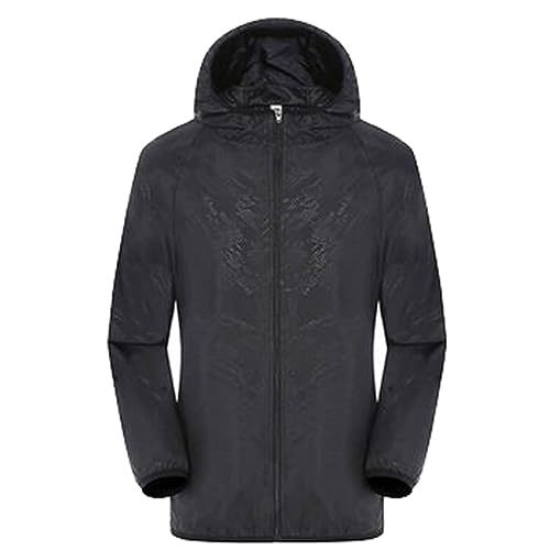 SPSMOKH Regenjacke mit Kapuze für Damen, leicht, verstaubar, winddicht, wasserdicht, winddicht, Einzelrad- und Wander-Camping-Regenjacke für Outdoor-Aktivitäten (02 Schwarz, 3XL) von SPSMOKH