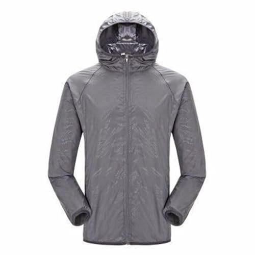 SPSMOKH Regenjacke mit Kapuze für Damen, leicht, verstaubar, winddicht, wasserdicht, winddicht, Einzelradfahren, Wandern, Camping, Regenjacke für Outdoor-Aktivitäten (02 Grau, XL) von SPSMOKH