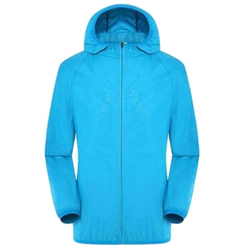 SPSMOKH Regenjacke mit Kapuze für Damen, leicht, verstaubar, winddicht, wasserdicht, winddicht, Einzelradfahren, Wandern, Camping, Regenjacke für Outdoor-Aktivitäten (02 Himmelblau, XL) von SPSMOKH