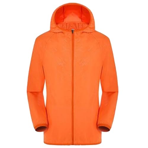 SPSMOKH Regenjacke mit Kapuze für Damen, leicht, verstaubar, winddicht, wasserdicht, winddicht, Einzelradfahren, Wandern, Camping, Regenjacke für Outdoor-Aktivitäten (02 Orange, M) von SPSMOKH