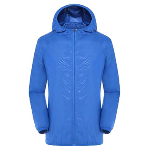 SPSMOKH Regenjacke mit Kapuze für Damen, leicht, verstaubar, winddicht, wasserdicht, winddicht, Einzelradfahren- und Wander-Camping-Regenjacke für Outdoor-Aktivitäten (02 Blau, 3XL) von SPSMOKH