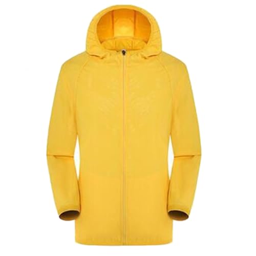 SPSMOKH Regenjacke mit Kapuze für Damen, leicht, verstaubar, winddicht, wasserdicht, winddicht, Einzelradfahren- und Wander-Camping-Regenjacke für Outdoor-Aktivitäten (02 Gelb, L) von SPSMOKH