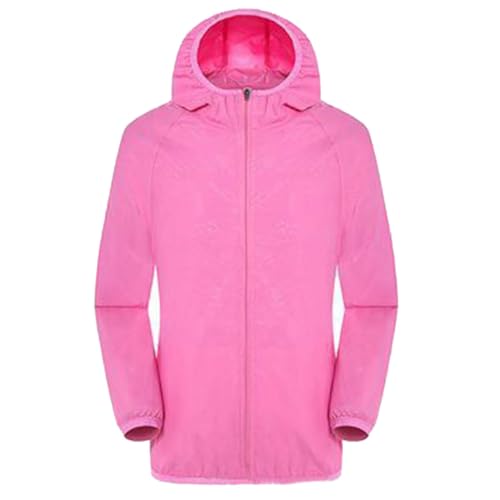 SPSMOKH Regenjacke mit Kapuze für Damen, leicht, verstaubar, winddicht, wasserdicht, winddicht, für Einzelradfahren, Wandern, Camping, für Outdoor-Aktivitäten (02 Pink, XXL) von SPSMOKH