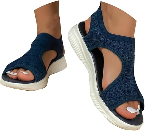 SPSMOKH Sandalen für Damen, orthopädische Schuhe mit Fußgewölbeunterstützung, niedriger Keilabsatz, Slipper, Hypersoft Memory-Schaum, leicht, für Wandern, Sommer, Strand, waschbar, Slingback-Sandalen SPSMOKH Sandalen für Damen, orthopädische Schuhe mit Fußgewölbeunterstützung, niedriger Keilabsatz, Slipper, Hypersoft Memory-Schaum, leicht, für Wandern, Sommer, Strand, waschbar, Slingback-Sandalen von SPSMOKH