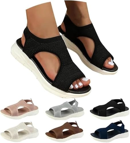 SPSMOKH Sandalen für Damen, orthopädische Schuhe mit Fußgewölbeunterstützung, niedriger Keilabsatz, Slipper, Hypersoft Memory-Schaum, leicht, für Wandern, Sommer, Strand, waschbar, Slingback-Sandalen SPSMOKH Sandalen für Damen, orthopädische Schuhe mit Fußgewölbeunterstützung, niedriger Keilabsatz, Slipper, Hypersoft Memory-Schaum, leicht, für Wandern, Sommer, Strand, waschbar, Slingback-Sandalen von SPSMOKH