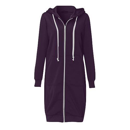 SPSMOKH Solide Damen-Jacke, Mäntel, Damen, Mädchen, langer Kapuzenpullover, Reißverschluss mit 2 Taschen, für Herbst und Winter, warm, langärmelig, Oberbekleidung, Sweatshirt, Pullover, Fleecekleider SPSMOKH Solide Damen-Jacke, Mäntel, Damen, Mädchen, langer Kapuzenpullover, Reißverschluss mit 2 Taschen, für Herbst und Winter, warm, langärmelig, Oberbekleidung, Sweatshirt, Pullover, Fleecekleider von SPSMOKH