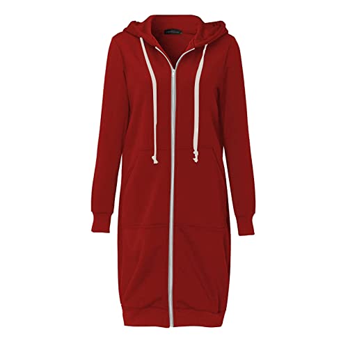 SPSMOKH Solide Damen-Jacke, Mäntel, Damen, Mädchen, langer Kapuzenpullover, Reißverschluss mit 2 Taschen, für Herbst und Winter, warm, langärmelig, Oberbekleidung, Sweatshirt, Pullover, Fleecekleider SPSMOKH Solide Damen-Jacke, Mäntel, Damen, Mädchen, langer Kapuzenpullover, Reißverschluss mit 2 Taschen, für Herbst und Winter, warm, langärmelig, Oberbekleidung, Sweatshirt, Pullover, Fleecekleider von SPSMOKH