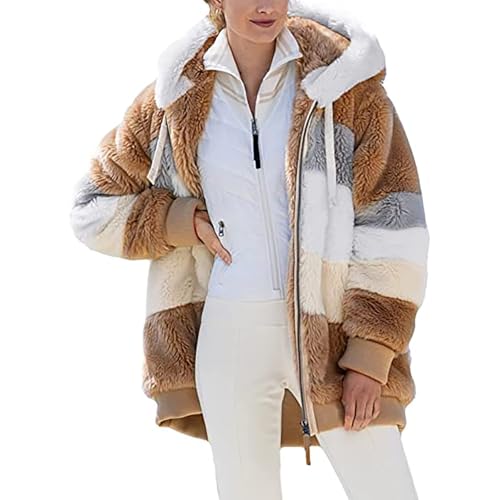 SPSMOKH Teddy-Fleece-Jacke für Damen, warme Wintermäntel, Damen-Fleecejacken, durchgehender Reißverschluss, Kapuzenpullover, flauschiges Sweatshirt, Übergröße, lässiger Pullover, Oberbekleidung mit SPSMOKH Teddy-Fleece-Jacke für Damen, warme Wintermäntel, Damen-Fleecejacken, durchgehender Reißverschluss, Kapuzenpullover, flauschiges Sweatshirt, Übergröße, lässiger Pullover, Oberbekleidung mit von SPSMOKH