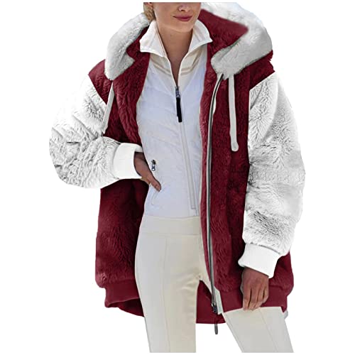 SPSMOKH Teddy-Fleece-Jacke für Damen, warme Wintermäntel, Damen-Fleecejacken, durchgehender Reißverschluss, Kapuzenpullover, flauschiges Sweatshirt, Übergröße, lässiger Pullover, Oberbekleidung mit SPSMOKH Teddy-Fleece-Jacke für Damen, warme Wintermäntel, Damen-Fleecejacken, durchgehender Reißverschluss, Kapuzenpullover, flauschiges Sweatshirt, Übergröße, lässiger Pullover, Oberbekleidung mit von SPSMOKH
