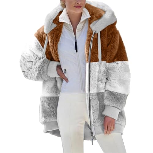 SPSMOKH Teddy-Fleece-Jacke für Damen, warme Wintermäntel, Damen-Fleecejacken, durchgehender Reißverschluss, Kapuzenpullover, flauschiges Sweatshirt, Übergröße, lässiger Pullover, Oberbekleidung mit SPSMOKH Teddy-Fleece-Jacke für Damen, warme Wintermäntel, Damen-Fleecejacken, durchgehender Reißverschluss, Kapuzenpullover, flauschiges Sweatshirt, Übergröße, lässiger Pullover, Oberbekleidung mit von SPSMOKH