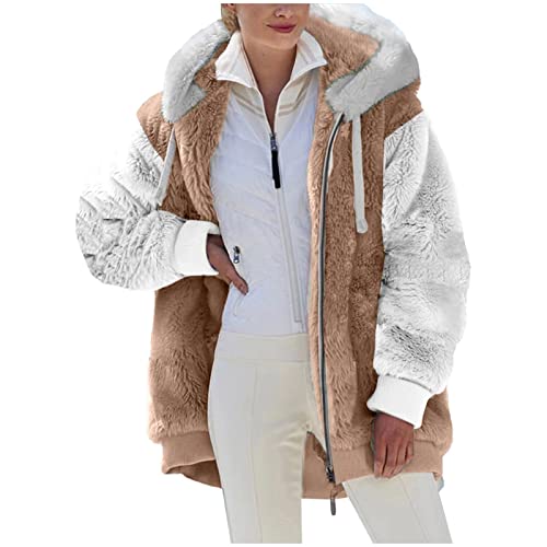 SPSMOKH Teddy-Fleece-Jacke für Damen, warme Wintermäntel, Damen-Fleecejacken, durchgehender Reißverschluss, Kapuzenpullover, flauschiges Sweatshirt, Übergröße, lässiger Pullover, Oberbekleidung mit SPSMOKH Teddy-Fleece-Jacke für Damen, warme Wintermäntel, Damen-Fleecejacken, durchgehender Reißverschluss, Kapuzenpullover, flauschiges Sweatshirt, Übergröße, lässiger Pullover, Oberbekleidung mit von SPSMOKH