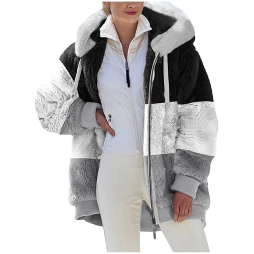 SPSMOKH Teddy-Fleece-Jacke für Damen, warme Wintermäntel, Damen-Fleecejacken, durchgehender Reißverschluss, Kapuzenpullover, flauschiges Sweatshirt, Übergröße, lässiger Pullover, Oberbekleidung mit SPSMOKH Teddy-Fleece-Jacke für Damen, warme Wintermäntel, Damen-Fleecejacken, durchgehender Reißverschluss, Kapuzenpullover, flauschiges Sweatshirt, Übergröße, lässiger Pullover, Oberbekleidung mit von SPSMOKH