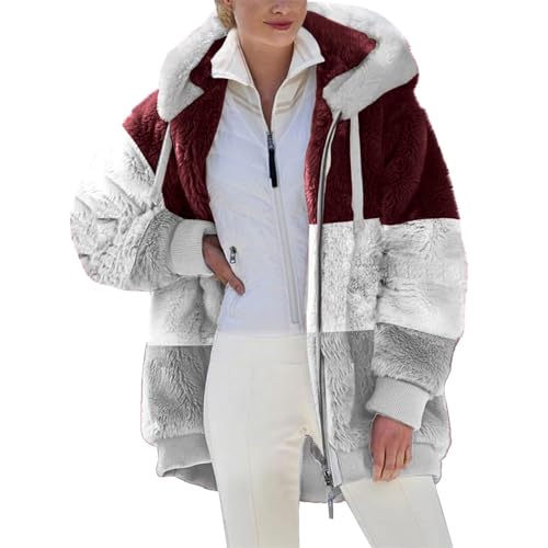 SPSMOKH Teddy-Fleece-Jacke für Damen, warme Wintermäntel, Damen-Fleecejacken, durchgehender Reißverschluss, Kapuzenpullover, flauschiges Sweatshirt, Übergröße, lässiger Pullover, Oberbekleidung mit SPSMOKH Teddy-Fleece-Jacke für Damen, warme Wintermäntel, Damen-Fleecejacken, durchgehender Reißverschluss, Kapuzenpullover, flauschiges Sweatshirt, Übergröße, lässiger Pullover, Oberbekleidung mit von SPSMOKH