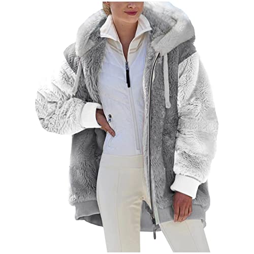 SPSMOKH Teddy-Fleece-Jacke für Damen, warme Wintermäntel, Damen-Fleecejacken, durchgehender Reißverschluss, Kapuzenpullover, flauschiges Sweatshirt, Übergröße, lässiger Pullover, Oberbekleidung mit SPSMOKH Teddy-Fleece-Jacke für Damen, warme Wintermäntel, Damen-Fleecejacken, durchgehender Reißverschluss, Kapuzenpullover, flauschiges Sweatshirt, Übergröße, lässiger Pullover, Oberbekleidung mit von SPSMOKH