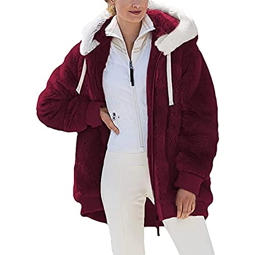SPSMOKH Teddy-Fleece-Jacke für Damen, warme Wintermäntel, Damen-Fleecejacken, durchgehender Reißverschluss, Kapuzenpullover, flauschiges Sweatshirt, Übergröße, lässiger Pullover, Oberbekleidung mit SPSMOKH Teddy-Fleece-Jacke für Damen, warme Wintermäntel, Damen-Fleecejacken, durchgehender Reißverschluss, Kapuzenpullover, flauschiges Sweatshirt, Übergröße, lässiger Pullover, Oberbekleidung mit von SPSMOKH