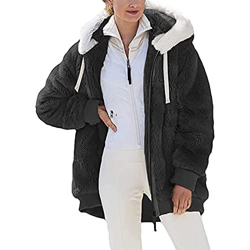 SPSMOKH Teddy-Fleece-Jacke für Damen, warme Wintermäntel, Damen-Fleecejacken, durchgehender Reißverschluss, Kapuzenpullover, flauschiges Sweatshirt, Übergröße, lässiger Pullover, Oberbekleidung mit SPSMOKH Teddy-Fleece-Jacke für Damen, warme Wintermäntel, Damen-Fleecejacken, durchgehender Reißverschluss, Kapuzenpullover, flauschiges Sweatshirt, Übergröße, lässiger Pullover, Oberbekleidung mit von SPSMOKH