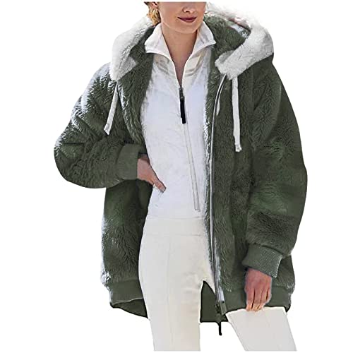 SPSMOKH Teddy-Fleece-Jacke für Damen, warme Wintermäntel, Damen-Fleecejacken, durchgehender Reißverschluss, Kapuzenpullover, flauschiges Sweatshirt, Übergröße, lässiger Pullover, Oberbekleidung mit SPSMOKH Teddy-Fleece-Jacke für Damen, warme Wintermäntel, Damen-Fleecejacken, durchgehender Reißverschluss, Kapuzenpullover, flauschiges Sweatshirt, Übergröße, lässiger Pullover, Oberbekleidung mit von SPSMOKH