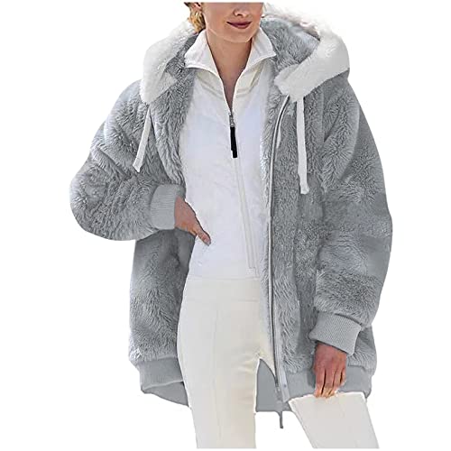 SPSMOKH Teddy-Fleece-Jacke für Damen, warme Wintermäntel, Damen-Fleecejacken, durchgehender Reißverschluss, Kapuzenpullover, flauschiges Sweatshirt, Übergröße, lässiger Pullover, Oberbekleidung mit SPSMOKH Teddy-Fleece-Jacke für Damen, warme Wintermäntel, Damen-Fleecejacken, durchgehender Reißverschluss, Kapuzenpullover, flauschiges Sweatshirt, Übergröße, lässiger Pullover, Oberbekleidung mit von SPSMOKH
