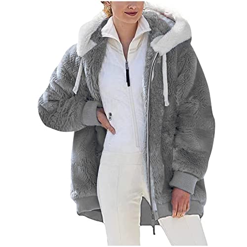 SPSMOKH Teddy-Fleece-Jacke für Damen, warme Wintermäntel, Damen-Fleecejacken, durchgehender Reißverschluss, Kapuzenpullover, flauschiges Sweatshirt, Übergröße, lässiger Pullover, Oberbekleidung mit SPSMOKH Teddy-Fleece-Jacke für Damen, warme Wintermäntel, Damen-Fleecejacken, durchgehender Reißverschluss, Kapuzenpullover, flauschiges Sweatshirt, Übergröße, lässiger Pullover, Oberbekleidung mit von SPSMOKH