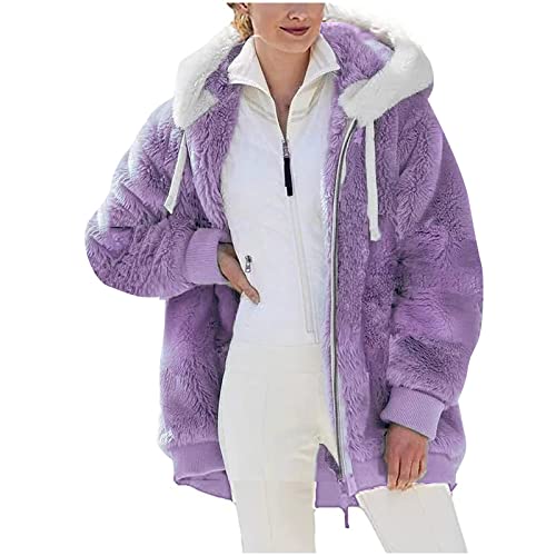 SPSMOKH Teddy-Fleece-Jacke für Damen, warme Wintermäntel, Damen-Fleecejacken, durchgehender Reißverschluss, Kapuzenpullover, flauschiges Sweatshirt, Übergröße, lässiger Pullover, Oberbekleidung mit SPSMOKH Teddy-Fleece-Jacke für Damen, warme Wintermäntel, Damen-Fleecejacken, durchgehender Reißverschluss, Kapuzenpullover, flauschiges Sweatshirt, Übergröße, lässiger Pullover, Oberbekleidung mit von SPSMOKH