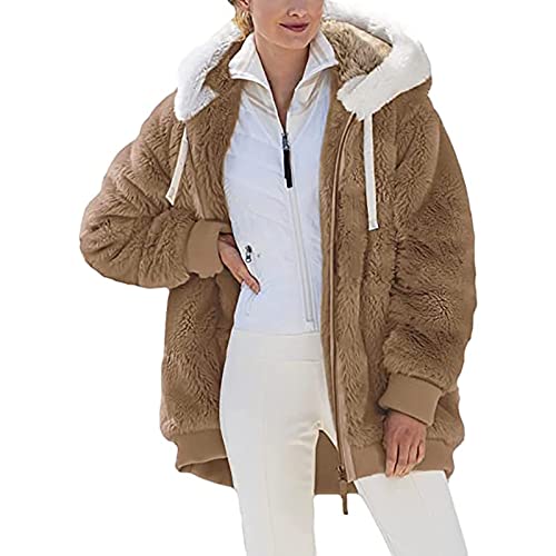 SPSMOKH Teddy-Fleece-Jacke für Damen, warme Wintermäntel, Damen-Fleecejacken, durchgehender Reißverschluss, Kapuzenpullover, flauschiges Sweatshirt, Übergröße, lässiger Pullover, Oberbekleidung mit SPSMOKH Teddy-Fleece-Jacke für Damen, warme Wintermäntel, Damen-Fleecejacken, durchgehender Reißverschluss, Kapuzenpullover, flauschiges Sweatshirt, Übergröße, lässiger Pullover, Oberbekleidung mit von SPSMOKH