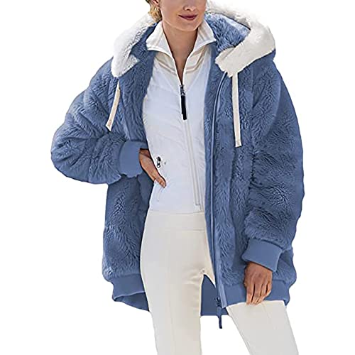 SPSMOKH Teddy-Fleece-Jacke für Damen, warme Wintermäntel, Damen-Fleecejacken, durchgehender Reißverschluss, Kapuzenpullover, flauschiges Sweatshirt, Übergröße, lässiger Pullover, Oberbekleidung mit SPSMOKH Teddy-Fleece-Jacke für Damen, warme Wintermäntel, Damen-Fleecejacken, durchgehender Reißverschluss, Kapuzenpullover, flauschiges Sweatshirt, Übergröße, lässiger Pullover, Oberbekleidung mit von SPSMOKH