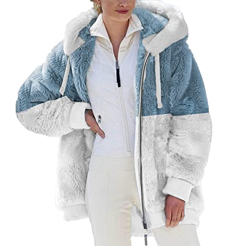 SPSMOKH Teddy-Fleece-Jacke für Damen, warme Wintermäntel, Damen-Fleecejacken, durchgehender Reißverschluss, Kapuzenpullover, flauschiges Sweatshirt, Übergröße, lässiger Pullover mit Taschen (#009 Weiß SPSMOKH Teddy-Fleece-Jacke für Damen, warme Wintermäntel, Damen-Fleecejacken, durchgehender Reißverschluss, Kapuzenpullover, flauschiges Sweatshirt, Übergröße, lässiger Pullover mit Taschen (#009 Weiß von SPSMOKH
