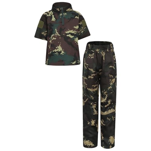 SPSMOKH Trainingsanzug für Kinder, Jungen, Mädchen, Armee-Motiv, Camouflage-Druck, Reißverschluss, Oberteil mit Jogginghose, Größe A, 9–10 Jahre von SPSMOKH
