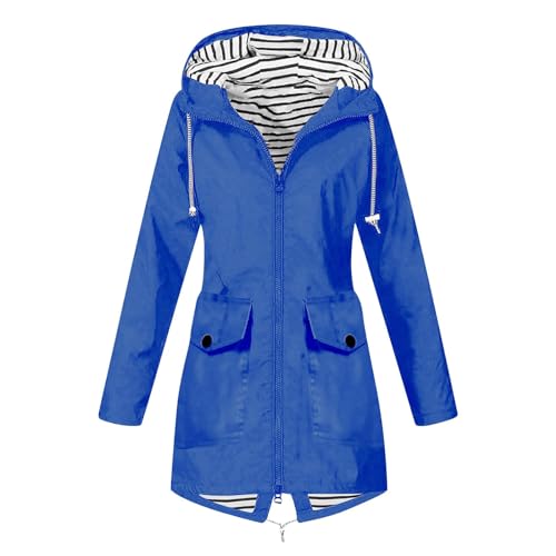 SPSMOKH Wasserdichte Damen-Regenjacke, Übergröße, lang, dünn, mit Kapuze, einfarbig, 3-in-1-Jacke, leicht, winddicht und wasserdicht, für Radfahren, Notfall, Outdoor, Spazierengehen, (B - Blau, 3XL) SPSMOKH Wasserdichte Damen-Regenjacke, Übergröße, lang, dünn, mit Kapuze, einfarbig, 3-in-1-Jacke, leicht, winddicht und wasserdicht, für Radfahren, Notfall, Outdoor, Spazierengehen, (B - Blau, 3XL) von SPSMOKH
