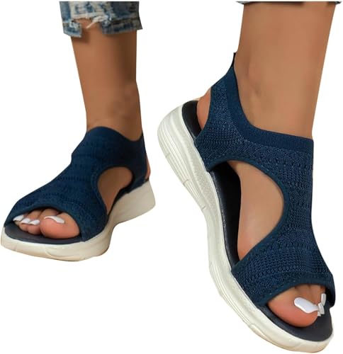 Sandalen für Damen, orthopädische Schuhe mit Fußgewölbeunterstützung, niedriger Keilabsatz, Slipper, Hypersoft Memory-Schaum, leicht, für Wandern, Sommer, Strand, waschbar, Slingback-Sandalen Sandalen für Damen, orthopädische Schuhe mit Fußgewölbeunterstützung, niedriger Keilabsatz, Slipper, Hypersoft Memory-Schaum, leicht, für Wandern, Sommer, Strand, waschbar, Slingback-Sandalen von SPSMOKH