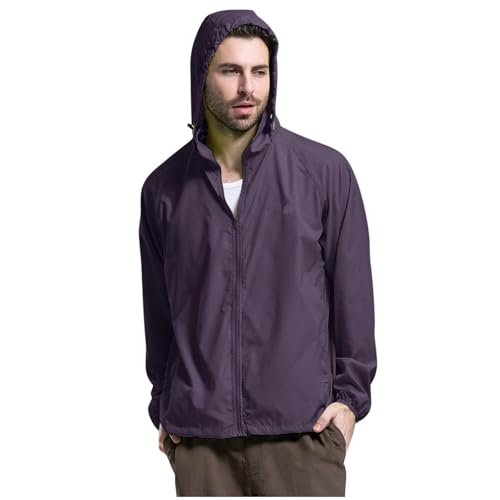 Ultra-Lite wasserdichte Jacke, tragbarer Regenmantel mit Reißverschluss, mit Kapuze, Outdoor, langärmelig, Sonnenschutz, Windbreaker, hohe Sichtbarkeit, Einzelfahrer, Radfahren, Regenmantel für von SPSMOKH
