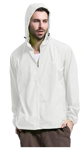 Ultra-Lite wasserdichte Jacke, tragbarer Regenmantel mit Reißverschluss und Kapuze, Outdoor, langärmelig, Sonnenschutz, Windbreaker, hohe Sichtbarkeit, Einzelfahrer, Radfahren, Regenmantel für Camping von SPSMOKH