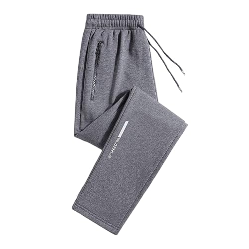 Unisex-Jogginghose für Damen und Herren – elastische Taille, Stretch, schnell trocknend, lässige Jogginghose mit Reißverschluss und Gürtelschlaufe, einfarbig, gerades Bein (#A2 Grau, Größe 7XL) von SPSMOKH