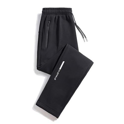 Unisex-Jogginghose für Männer und Frauen – elastische Taille, Stretch, schnell trocknend, lässige Jogginghose mit Reißverschluss und Gürtelschlaufe, einfarbig, gerades Bein (#A2 Schwarz, XXL) von SPSMOKH