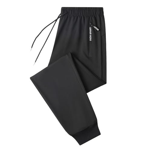 Unisex-Jogginghose für Männer und Frauen – elastische Taille, Stretch, schnell trocknend, lässige Jogginghose mit Reißverschluss und Gürtelschlaufe, einfarbige Hose mit geradem Bein (#B1 Schwarz, XL) Unisex-Jogginghose für Männer und Frauen – elastische Taille, Stretch, schnell trocknend, lässige Jogginghose mit Reißverschluss und Gürtelschlaufe, einfarbige Hose mit geradem Bein (#B1 Schwarz, XL) von SPSMOKH
