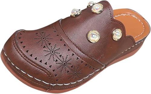 Wdge Clogs für Damen, Pantoletten, Slipper, geschlossener Zehenbereich, bequem, Damen-Pantoletten, ausgehöhlt, Sommer, Wandersandalen, atmungsaktiv, orthopädische Schuhe mit Fußgewölbeunterstützung Wdge Clogs für Damen, Pantoletten, Slipper, geschlossener Zehenbereich, bequem, Damen-Pantoletten, ausgehöhlt, Sommer, Wandersandalen, atmungsaktiv, orthopädische Schuhe mit Fußgewölbeunterstützung von SPSMOKH