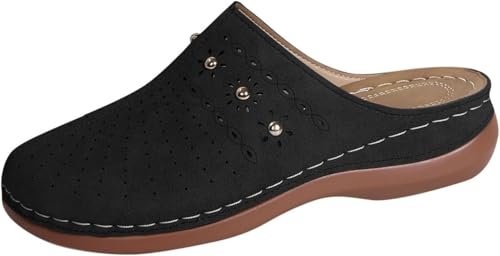 Wdge Clogs für Damen, Pantoletten, Slipper, geschlossener Zehenbereich, bequem, Damen-Pantoletten, ausgehöhlt, Sommer, Wandersandalen, atmungsaktiv, orthopädische Schuhe mit Fußgewölbeunterstützung von SPSMOKH