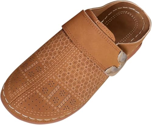 Wdge Clogs für Damen, Pantoletten, Slipper, geschlossener Zehenbereich, bequem, für den Sommer, Wandersandalen, atmungsaktiv, orthopädische Schuhe mit Fußgewölbeunterstützung, Größe 50, Braun, Größe von SPSMOKH