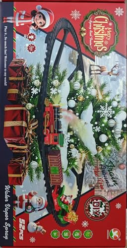 Zug Weihnachtsbaum, Eisenbahn Weihnachtsbaum Elektrisch, Weihnachtszug für Den Tannenbaum mit Blauer LED-Lichterkette, Eisenbahn Kinder Elektrisch Christmas Tree Train mit Spray und Sound von SPVN
