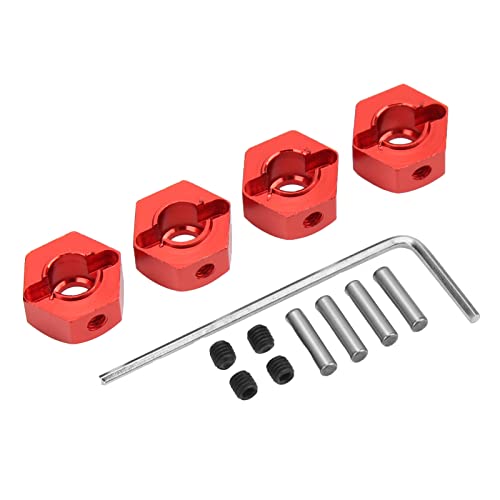4 Stück RC Rad Hex Adapter, 12 mm Rad Sechskant Radnabe Adapter Muttern Aluminiumlegierung Antriebsadapter für 1:10 RC Auto(rot) von SPYMINNPOO