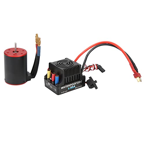 SPYMINNPOO Brushless ESC Motor Combo, Wasserdichter 80 A Elektrischer ESC-Regler 3900 KV Motor mit Programmkarte, Kompatibel mit 1/8 1/10 RC Car Modellspielzeug Zubehör Für Modellautos von SPYMINNPOO