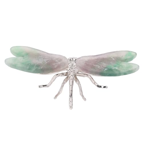 Farbiges Fluorit-Ornament, Einzigartiges Design, Ideal für Meditation, mit Beruhigender Energie, Perfekt Zur Reinigung (12x8cm Libelle) von SPYMINNPOO