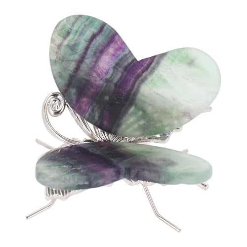 Farbiges Fluorit-Ornament, Einzigartiges Design, Ideal für Meditation, mit Beruhigender Energie, Perfekt Zur Reinigung (8x6,5cm Schmetterling) von SPYMINNPOO